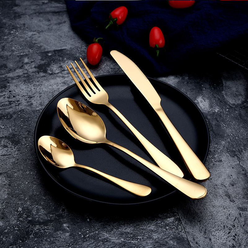 Outdoor Camping Dining Set - Gold Spoon Knife Set Gold Cutlery