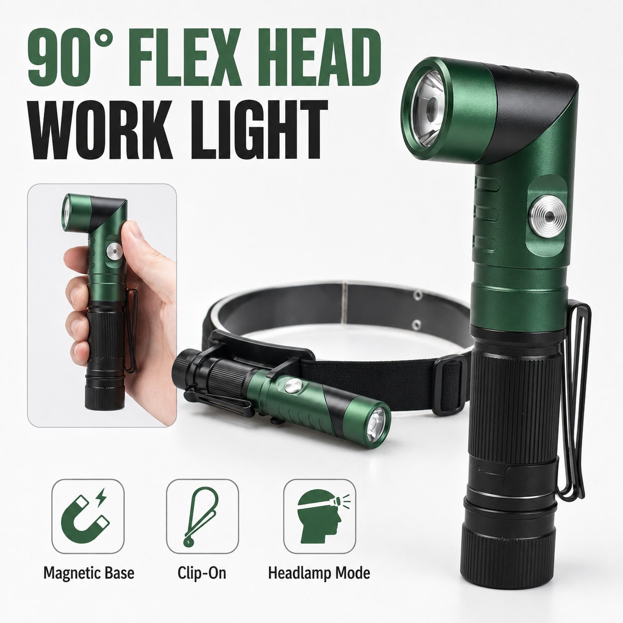Headlamp - 4-In-1 Rechargeable Flashlight & Headlamp, 1400LM