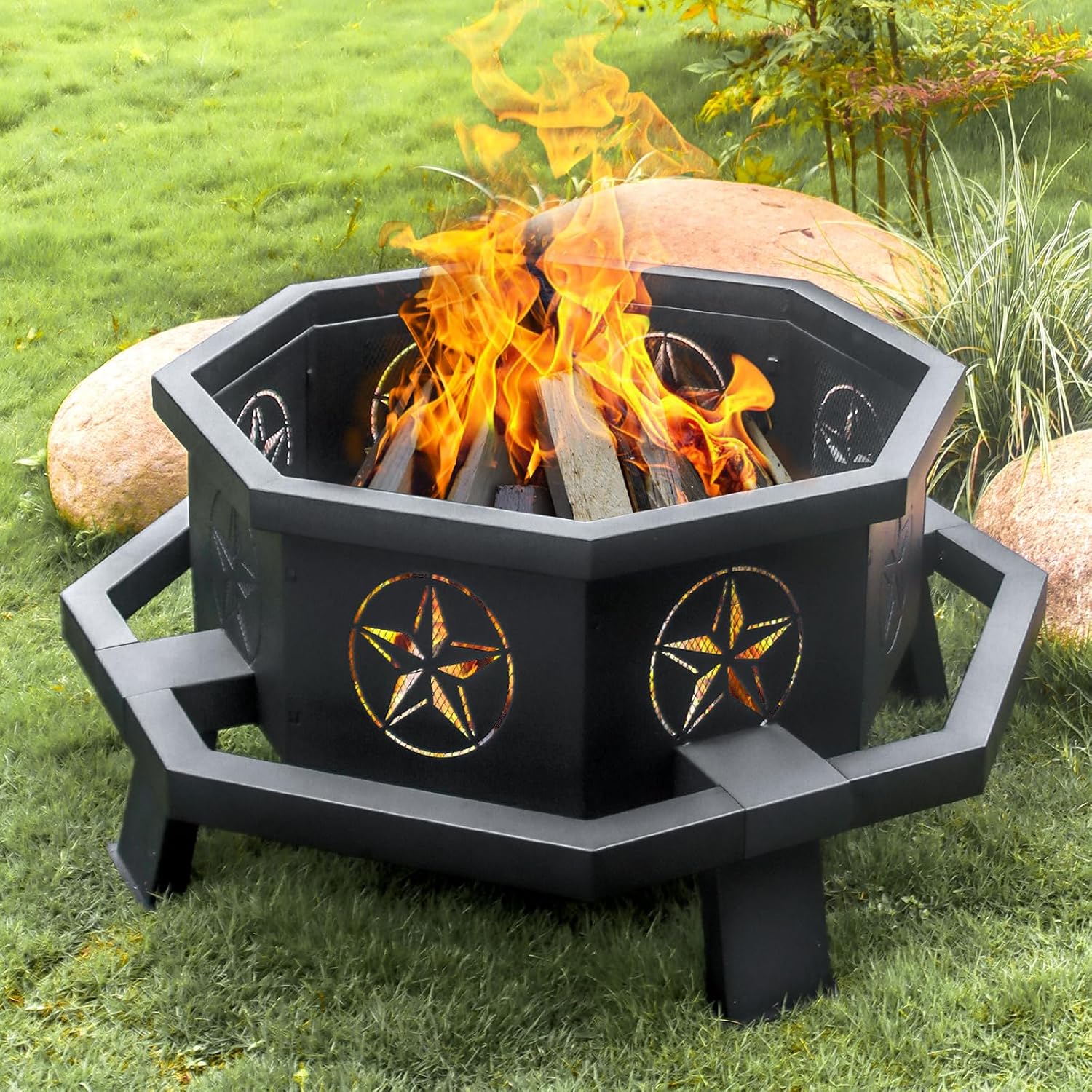 Outdoor Fire Pit with Fire Pok - Outdoor Camping Fireplace recension och pris