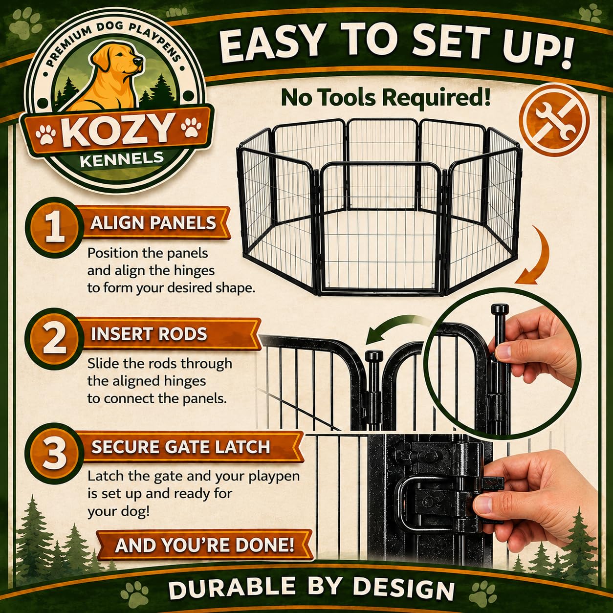 32'' 8 Panels Heavy Duty Dog P - Outdoor Camping Dog Fence recension och pris
