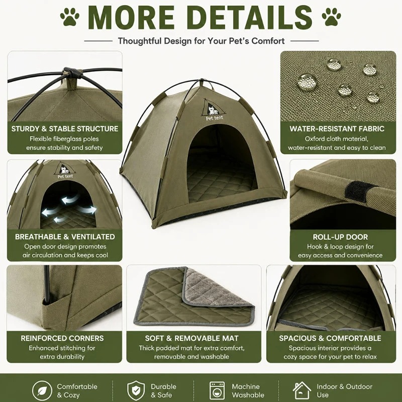 Foldable Cat House Pet Tent Fo - Outdoor Camping Dog Fence recension och pris